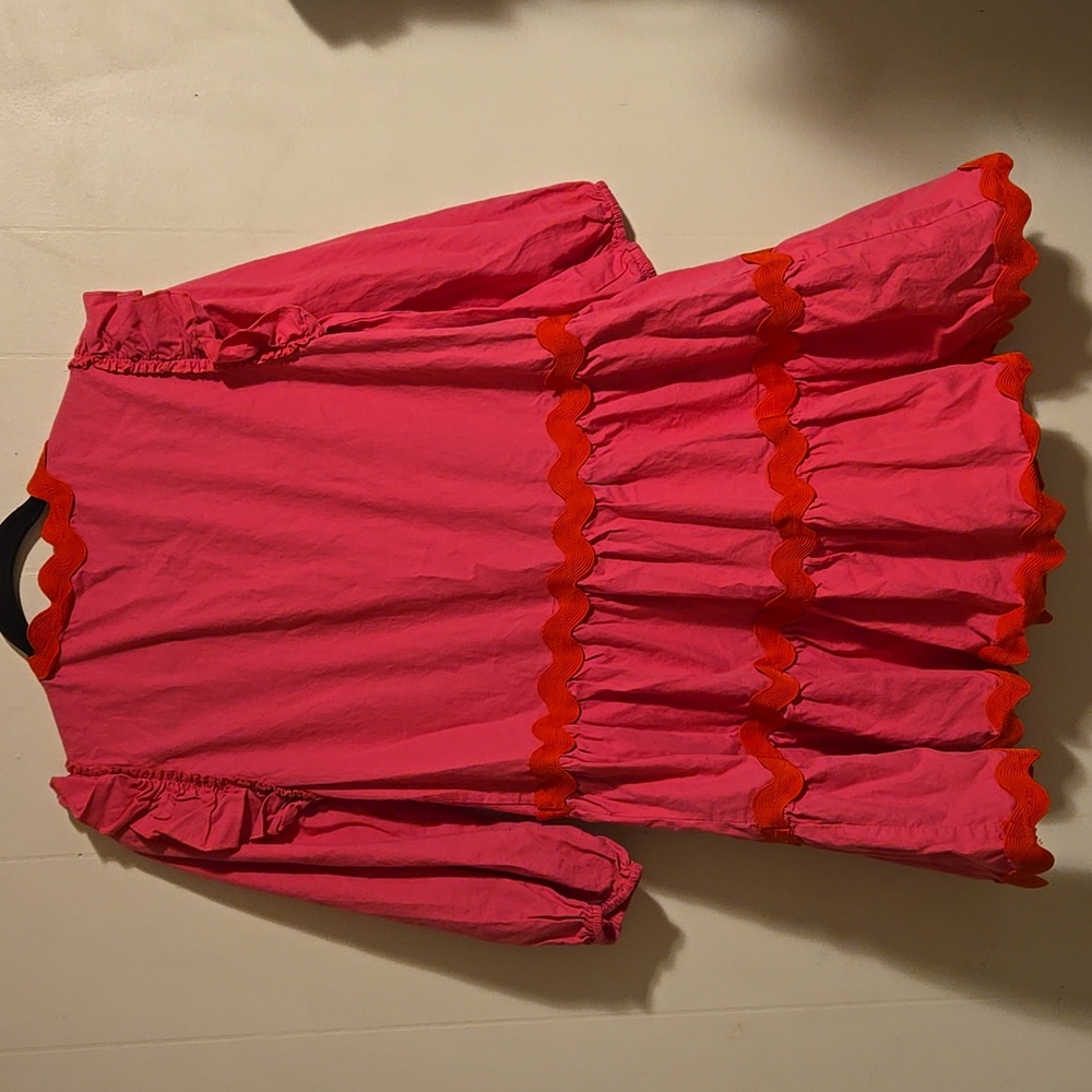 Fanco Pink and Red Ric Rac Trim Dress - Picture 6 of 10